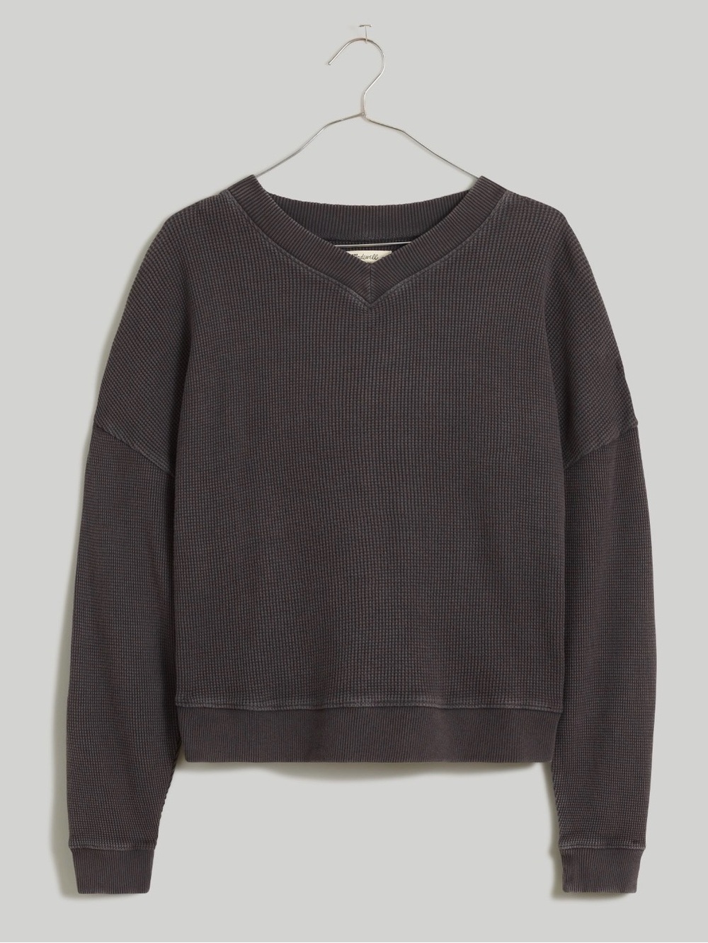 Madewell Women’s Brown Waffle-Knit Boxy Sweatshirt Tee Medium